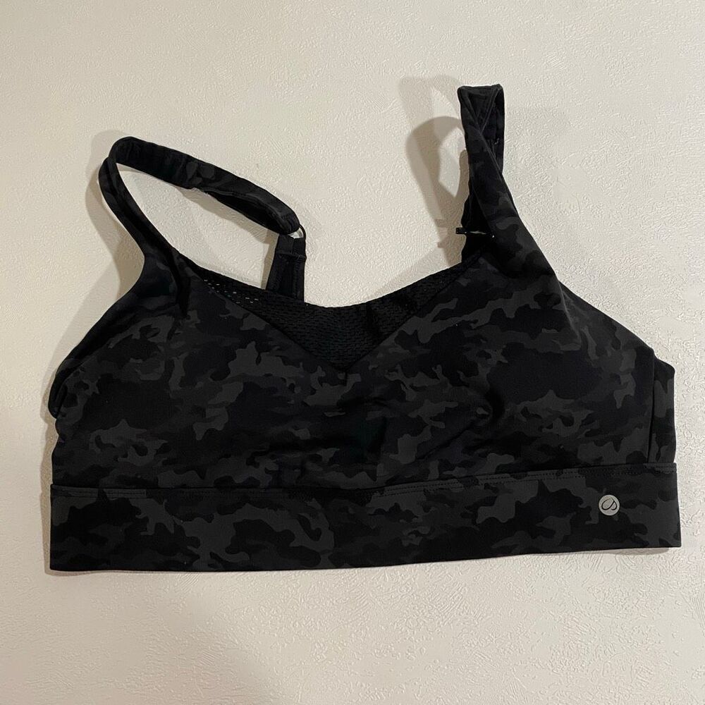 CRZ Yoga Black Camo Sports Bra XL Medium Support Activewear